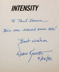 Dean Koontz SIGNED Intensity TRUE 1st Edition, 1st Printing 1996 - Picture 1 of 6