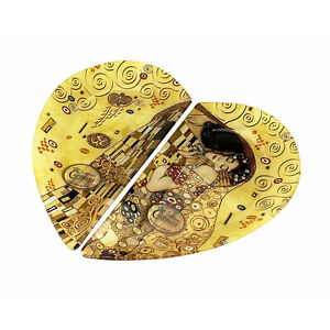 Decorative Glass Plate in Gift Box 8x11 Inches, Set of 2, The Kiss, Gustav Klimt