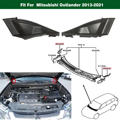 1 par de tampa de extensão capô lateral limpador frontal para Mitsubishi Outlander 2013-2021 - Imagem 1 de 4