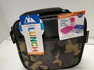 ARTIC ZONE Insulated CAMO Lunch Bag Combo w Accessories Water Bottle IcePack NWT - Picture 1 of 7