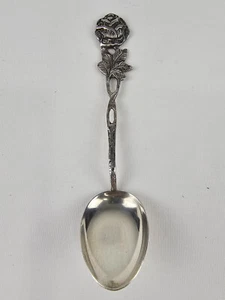 Vintage 800 Silver Floral Rose Collector Spoon 4.25" - Picture 1 of 3