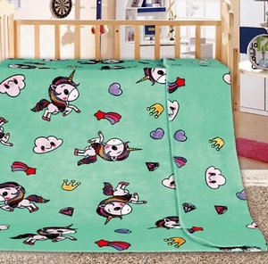 Plume D' Home Wende-Flanelldecke (türkises Einhorn) - Bild 1 von 1