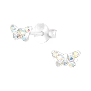 Boucles d'Oreilles Enfant - Puces - Papillon - Swarovski Elements - Argent 925 - Foto 1 di 3