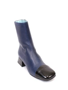Maison Raro 5540 Navy / Black Leather Ankle Heel Boots 41 / US 11 - Picture 1 of 9