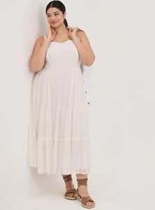 Torrid Size 3 3X White Gold Chiffon and Lurex Tiered Maxi Dress Sleeveless EUC - Picture 1 of 9