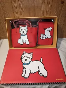 Marc Tetro Westie Purse Red Small Crossbody Tote Bag & Make Up Bag Clutch - Picture 1 of 10