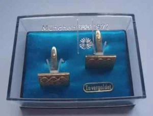 2 Orig. cufflinks Olympic Games MÜNCHEN 1972 / in Box - Gold platet !! RARITY - Picture 1 of 4