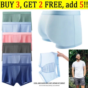 Men Ice Silk Briefs Seamless Comfy Boxer Shorts Bulge Pouch Underwear Underpants - Picture 1 of 22