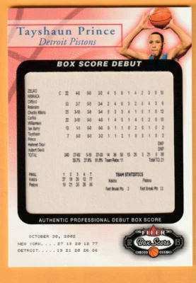 Tayshaun Prince Detroit Pistons 2002-03 Fleer Box Score Debuts #13 RC /2002 - Image 1 of 2