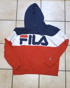 FILA Mens Vintage Spell Out Colorblock Hoodie Sweatshirt Size Large Pullover - Picture 1 of 5