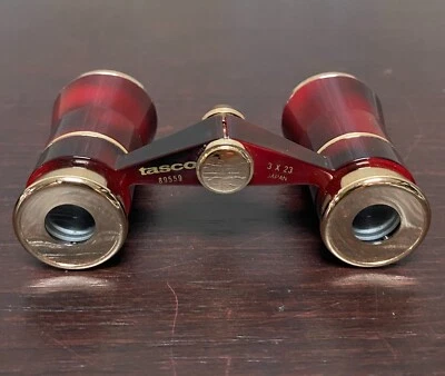 Vintage TASCO Japan 3 X 23 Opera Binoculars Burgundy & Gold #89559 - Image 1 of 4