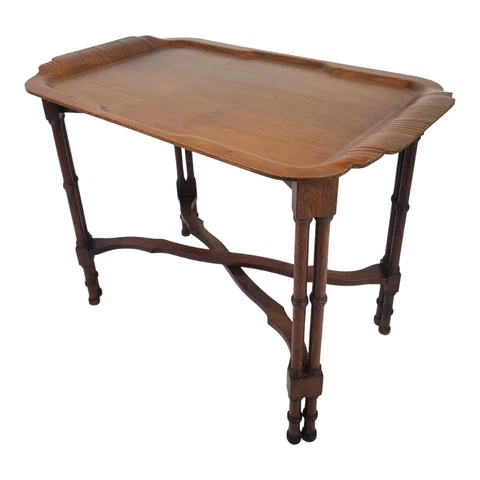 Vintage Chinoiserie Side Tray Top Table Faux Bamboo Folding Chippendale Cover