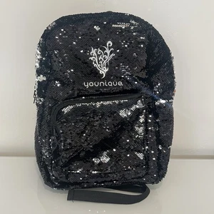 Mochila de lentejuelas exclusiva de Younique negra plateada - Imagen 1 de 5