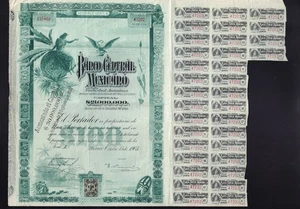 MEXICO / BANK : Banco Central Mexicano 1905 w uncanc dividend coup. - Picture 1 of 1