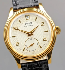 [N MINT] ORIS 7459-26 Small Second Gold Ivory Dial 31mm Hand Winding Men's Watch - Picture 1 of 11