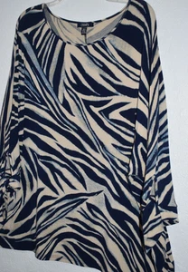 Woman 3X Stretch Top Pullover Tie Sleeve Modern Animal Print CHAPS Ralph Lauren - Picture 1 of 21