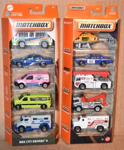 Matchbox MBX RESCUE V & MBX CITY DRIVERS V 5 PACK  LOT OF 2 NEW - Picture 1 of 7