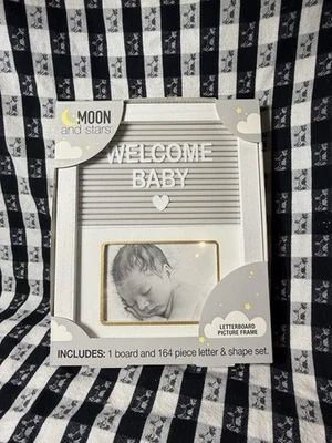 Moon and Stars Welcome Baby Lettterboard Picture Frame Letter Board NEW - Image 1 of 2