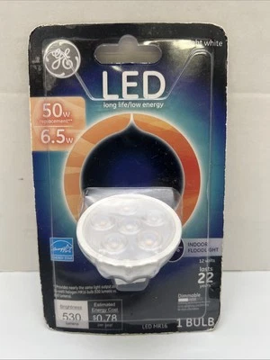 GE LED Indoor Floodlight Bulb 50w 6.5w 12V 530 Lumens MR16 Bright White New - Image 1 of 2