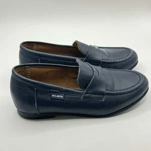 Talla EU 30 Atlanta Mocasín Cuero Azul Marino Niños Zapatos Hechos a Mano en Portugal - Imagen 1 de 9