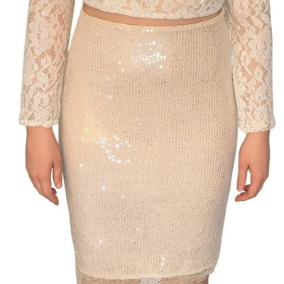 Falda lápiz Future Collective nueva con etiquetas lentejuelas champán talla M fiesta de vacaciones glamour Foto 1 de 4