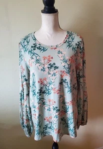 Lauren Conrad Women's XL Top Tunic Pintuck Shoulder Long Sleeve Sagebrush - Picture 1 of 15