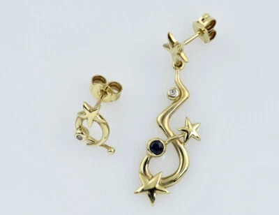 Ohrstecker Hänger Saphir 333/000 8 K Gelbgold Zirkonia - Bild 1 von 3