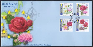 GIBRALTAR - 2003 ERWEITERUNG DER EU / BLUMEN - 4V - FDC - Bild 1 von 4
