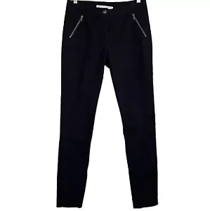 Veronica Beard Pants Size 2 Black Moto Stretch Skinny Leg Zip Pockets - Picture 1 of 13