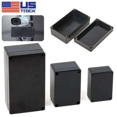 Caja de plástico impermeable proyecto de conexión eléctrica estuche negro resistente a la intemperie Foto 1 de 4