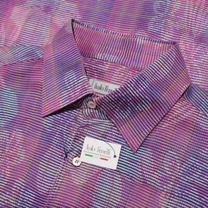Italo Ferretti NWT Button Down Casual Shirt Sz L Purple/Multi Floral 100% Cotton - Picture 1 of 11