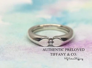 Authentic Tiffany & Co. Paloma Picasso Double Modern Heart Diamond Ring Size 4 - Picture 1 of 7
