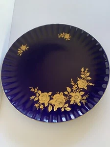 Echt Kolbalt Wunsiedel Plate-24K Gold Flowers Barvaria Germany - Picture 1 of 10