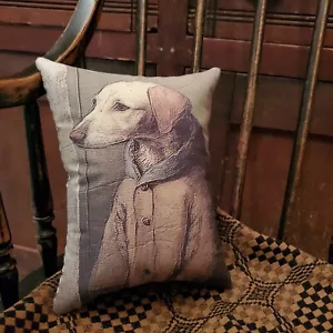 VINTAGE PRIMITIVE FOLK COLONIAL REPRODUCTION ANTIQUE PORTRAIT DOG PILLOW NO. 6 - Picture 1 of 11