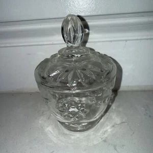 Vintage MCM Anchor Hocking EAP Klarglas Davidstern bedeckt Zuckerdose Schüssel - Bild 1 von 6