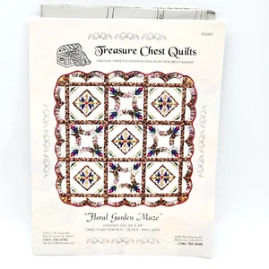 Treasure Chest Bed Quilt Pattern Floral Garden Maze Bed or 49 x 49 Wall Hanging - Picture 1 of 3