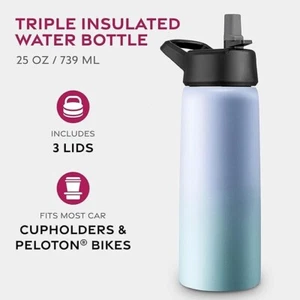 Finedine Triple Isolierte Edelstahl 750ml Trinkflasche mit Strohhalmdeckel  - Bild 1 von 4