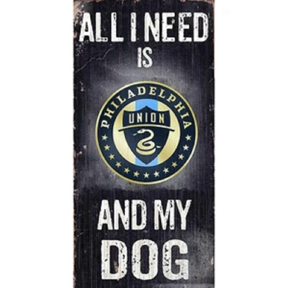 Philadelphia Union Soccer and Dog Wood Sign [NEW] MLS Man Cave Den Wall Foto 1 de 1