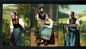 FR11b Germany (3) cards 1900s Folklore Woman pair Odenwalder Volkstrachten - Picture 1 of 2