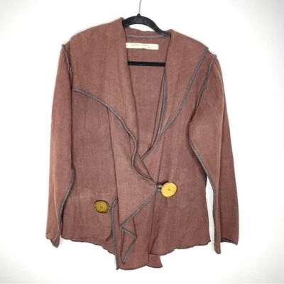 Cynthia Ashby Linen Cotton Lagenlook Art To Wear Peasant Jacket In Brown Size S - Imagem 1 de 4