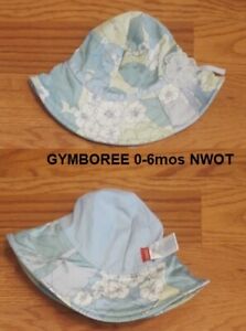 NWOT GYMBOREE Yellow Sun Hat Baby Girl 0-6 mo Greens and White Camelias NEW