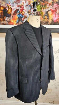 Chaqueta a Rayas Burberry Para Hombre Reino Unido 48 Negra Lana Formal Boda Blazer EU 58 Foto 1 de 4