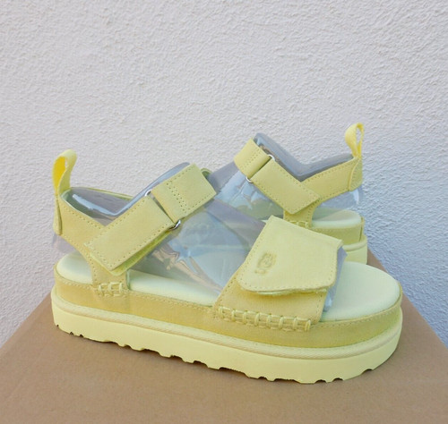 SANDALI UGG LEMON GOLDENS SCAMOSCIATI PLATEAU CINTURINO DONNA US 8 EUR 39 ~NUOVI