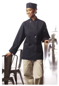 Mfg 2nds - Navy Color Chef Coats, Matching Color Buttons, Long Sleeve - 488 - Picture 1 of 1