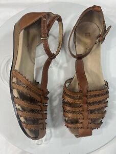 Pikolinos Fishermen Huarache Leather T-Strap Sandals Brown Women’s Size 39 8.5