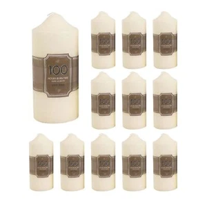 Pack of 100 Hour Cream Church Pillar Candle | Ivory Candle Block Candle 16x7cm - Picture 1 of 9