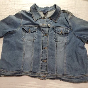 Venezia jeans Lane Bryant Women's TRUCKER blue denim/JEAN JACKET. size 22/24 - Picture 1 of 7