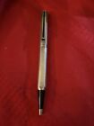 Dunhill Dress Silver Plated (?) Pinstripe Twist Ballpoint Pen W/ Jeweled Clip