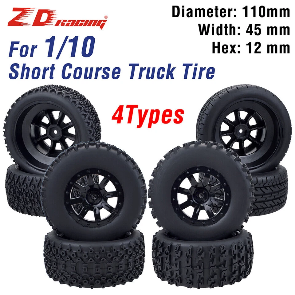 4x RC Wheels Reifen 12mm Hex für 1/10 Short-Course Truck HSP Traxxas Slash HPI - Bild 1 von 4