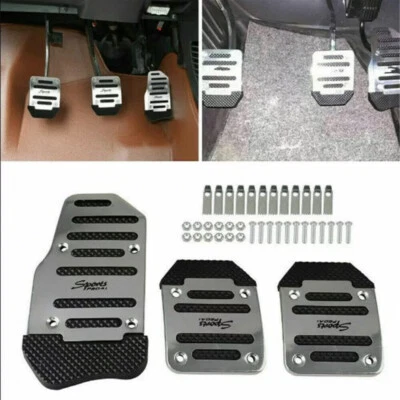 3X Universal Silver Anti-slip Accessories Car Pedal Pad Cover Car Interior Decor - Image 1 of 4